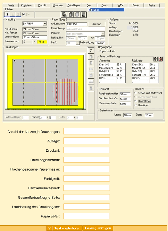 Screenshot Auftragsbeschreibung